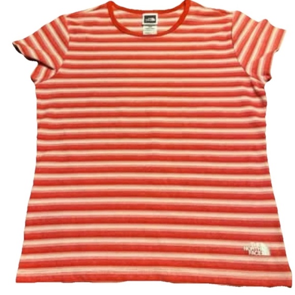 The North Face Women's Striped T-Shirt Size Med Flight Series Red White Running - Picture 1 of 5